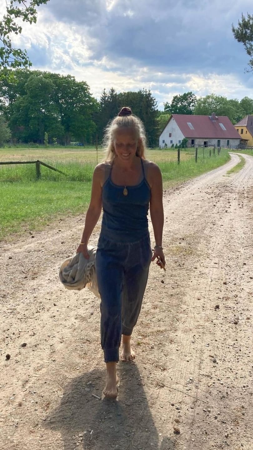 Customer photo review of Stonewash Yoga Jumpsuit