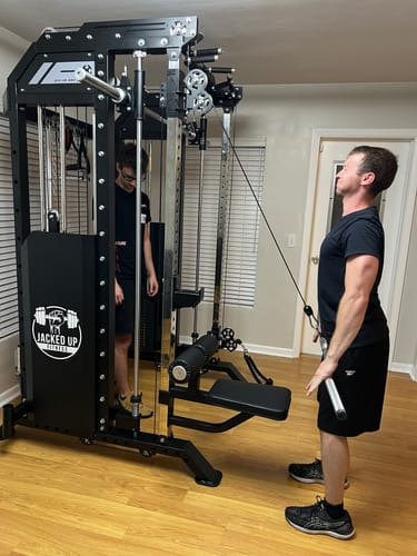 Customer photo review of Jacked Up Power Rack PRO All-In-One Functional Trainer Cable Crossover Cage Home Gym w/ Smith Machine
