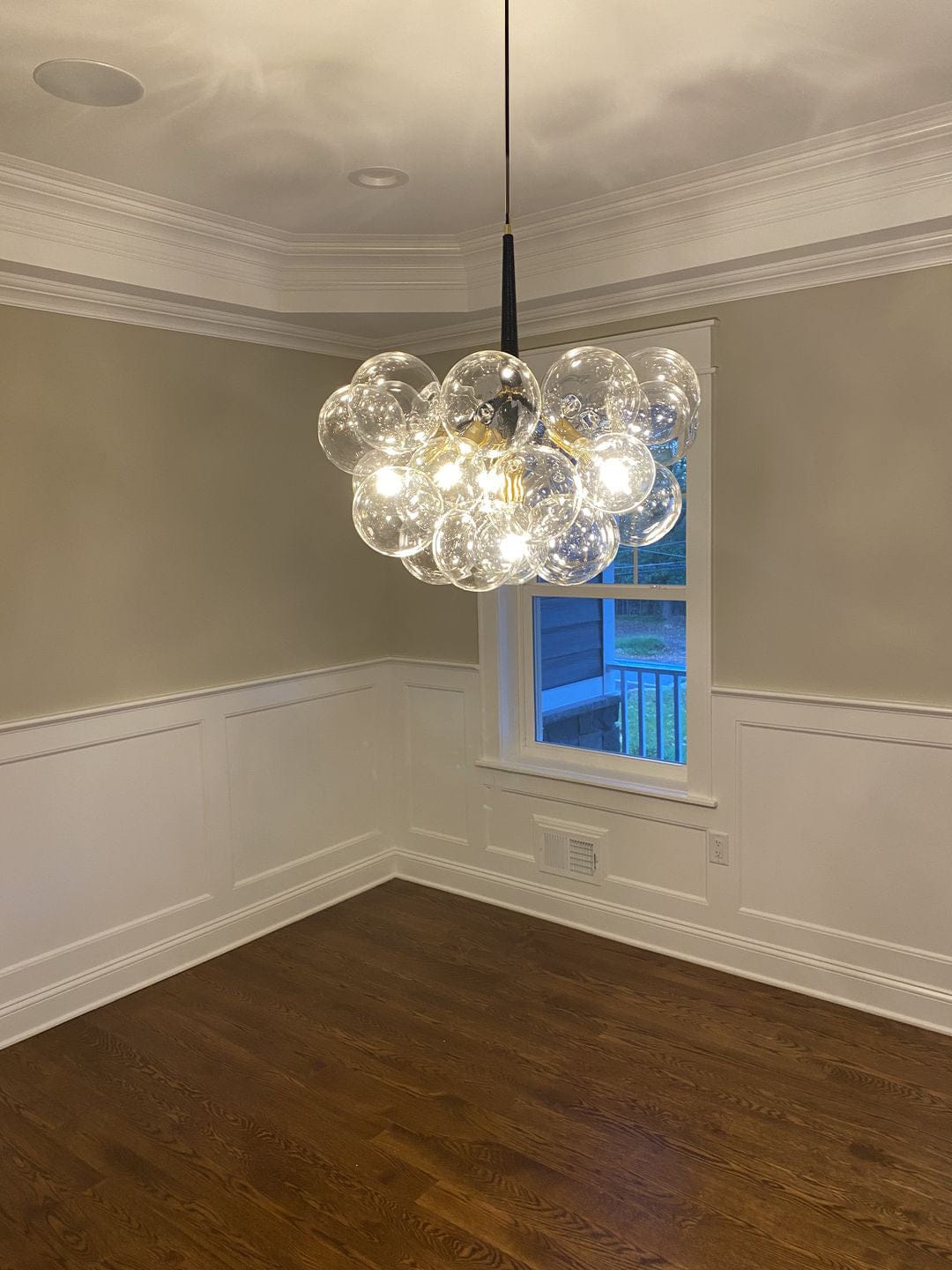 Customer photo review of Modern Clear Glass Bubble Cluster Chandelier