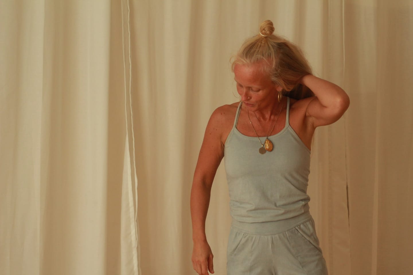 Customer photo review of Stonewash Yoga Jumpsuit