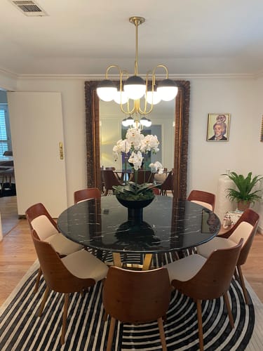 Customer photo review of 5-Light Milky Glass Globe Round Chandelier