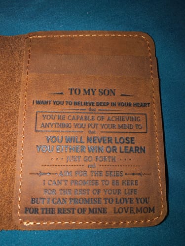 Customer photo review of Mom To Son -You Will Never Lose- Leather Bifold Wallet