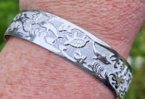 Customer photo review of Sterling Silver Hawaiian Sea Life Bangle