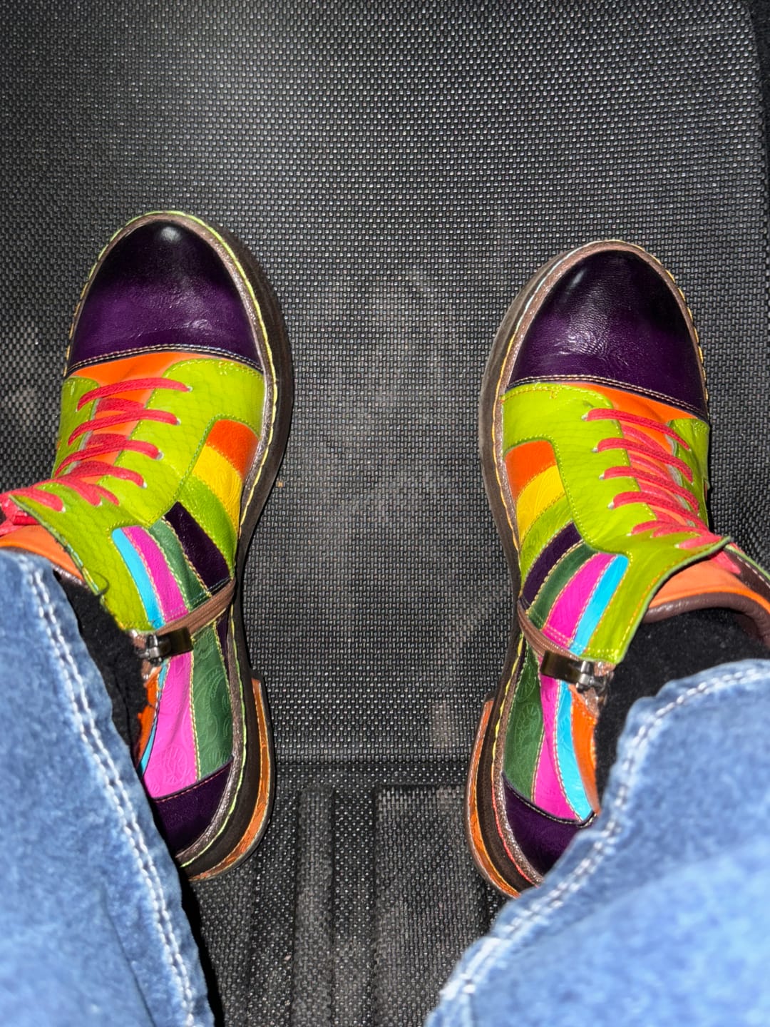 Customer photo review of Retro Hand-polished Rainbow Ankle Boots