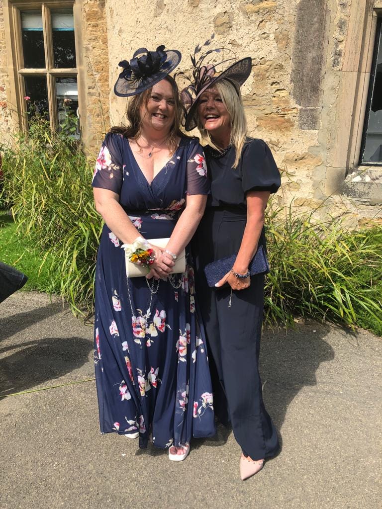 Customer photo review of Isabelle Navy Pink Flower Float Sleeve Maxi Dress