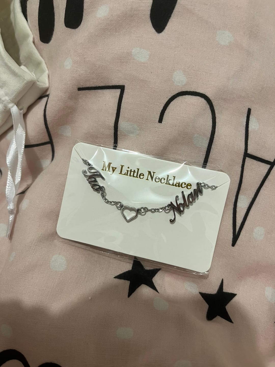 Customer photo review of Collier Coeur & Prénoms Sautoir Personnalisé