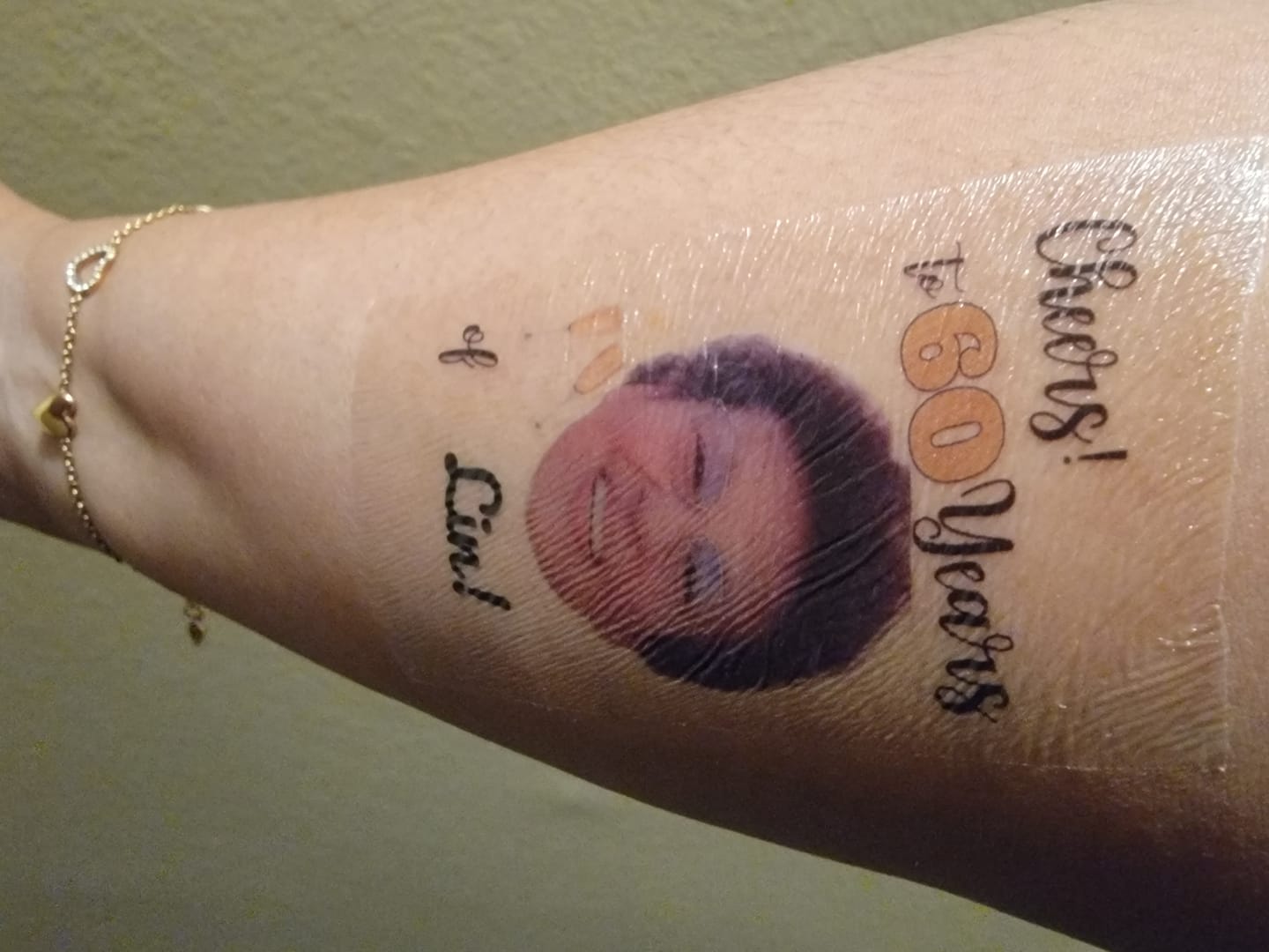 Customer photo review of Cheers to Years! - Temporary Tattoo