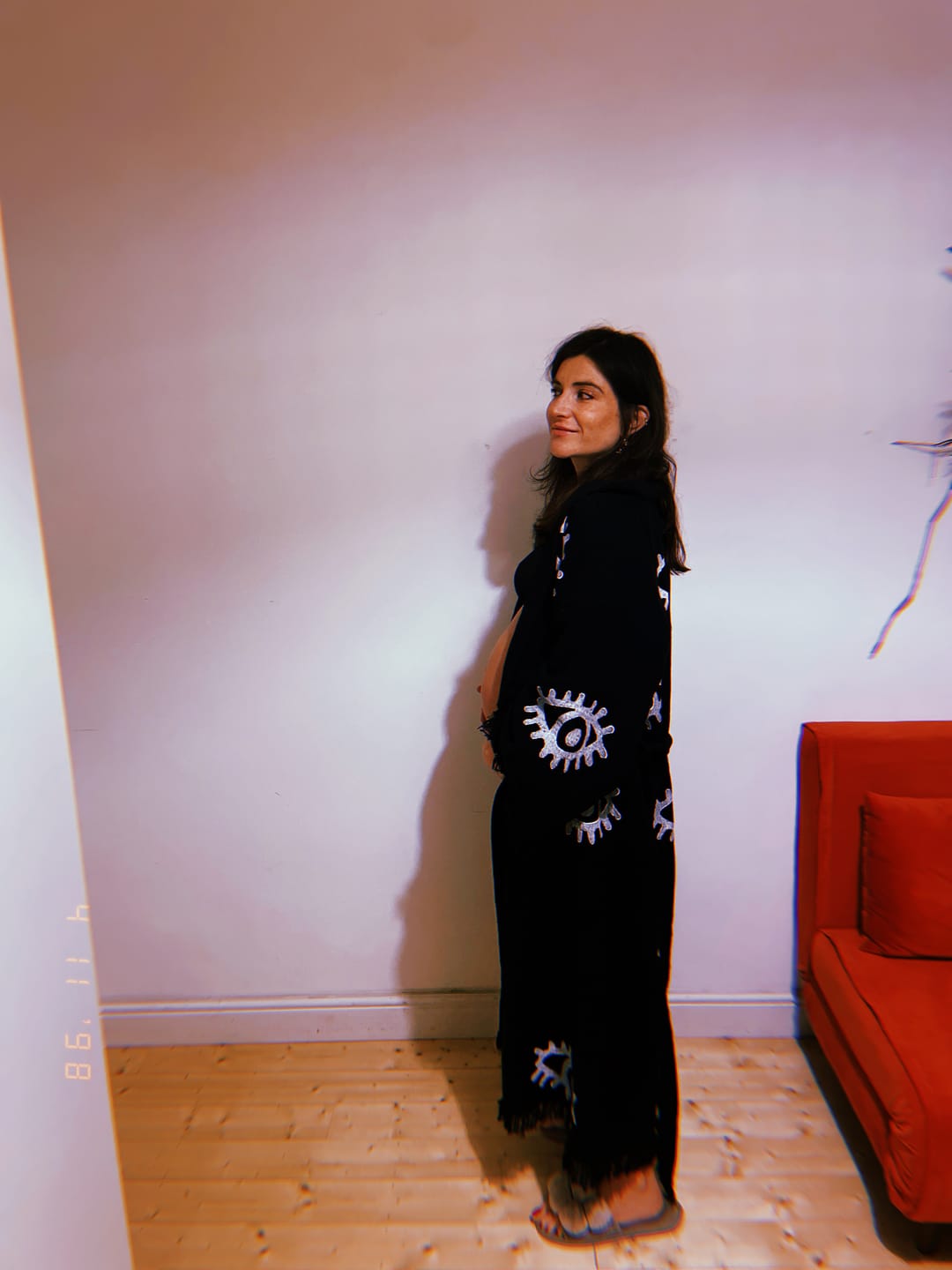 Customer photo review of Black Edit w/White Evil Eye Kimono Robe