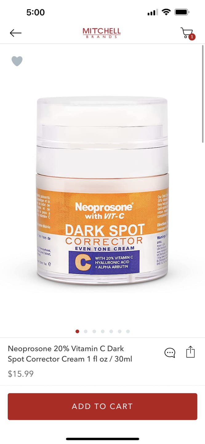 Customer photo review of Neoprosone 20% Vitamin C Dark Spot Corrector Cream 1 fl oz / 30ml