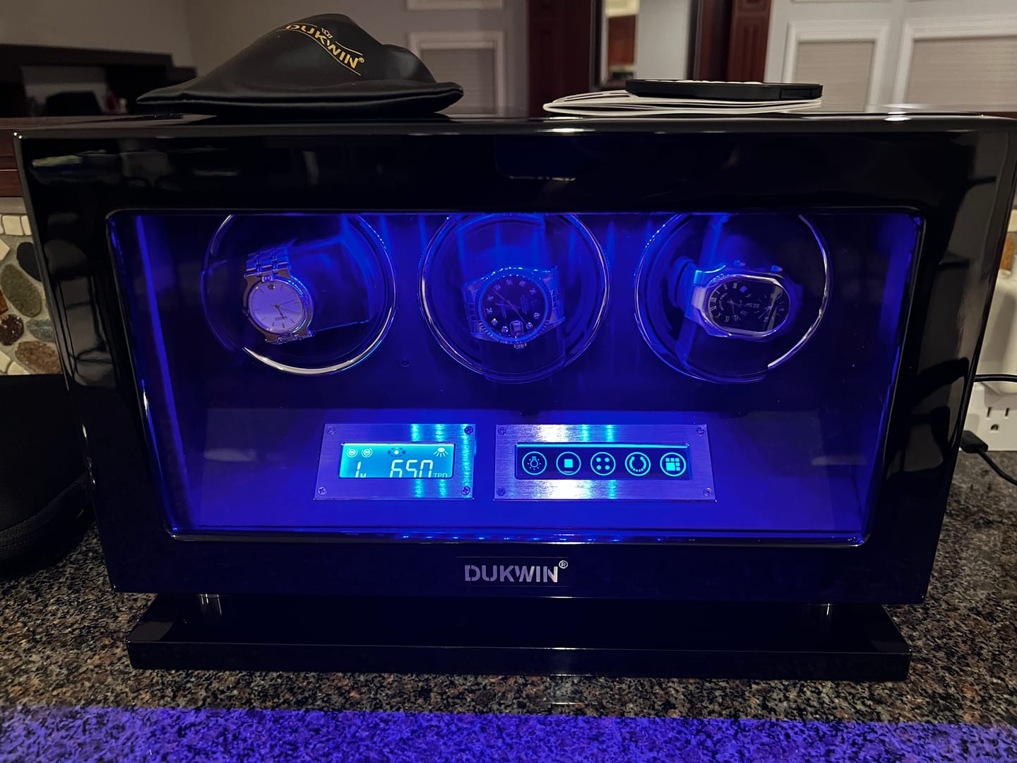 Customer photo review of 3 Watch Winders with Fingerprint LCD Remote Control Quiet Mabuchi Motors