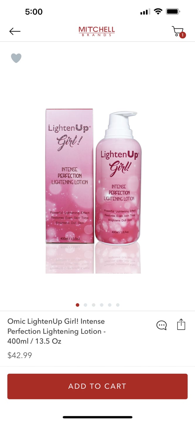 Customer photo review of Omic LightenUp Girl! Intense Perfection Lightening Lotion - 400ml / 13.5 Oz