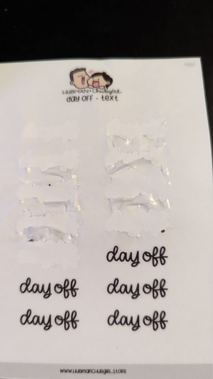 Customer photo review of Day Off Text Planner Stickers