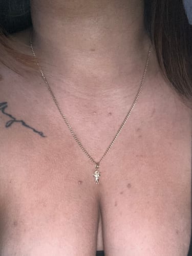 Customer photo review of *NEW* 14K Pendant (Heart or Divino) + Hollow Cuban Chain (18" Inches) 😍 - JTJ™