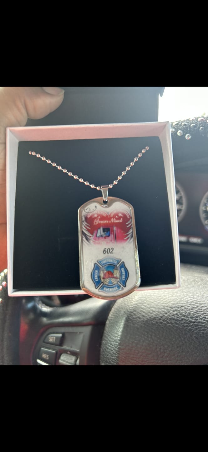 Customer photo review of Custom Name and 2 Photos  Memorial Dogtag Necklace Gift