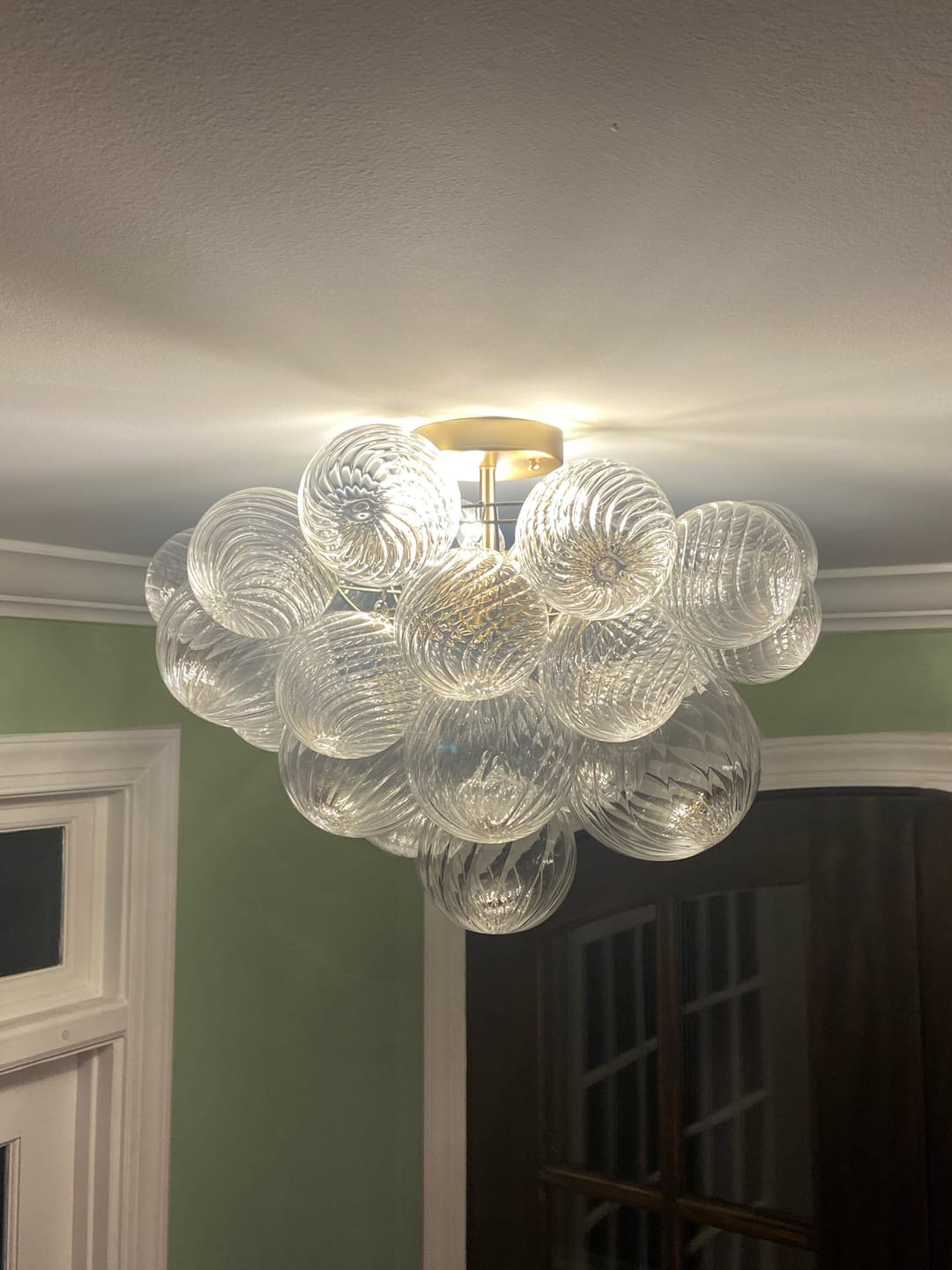 Customer photo review of Modern Swirl Glass Cluster Bubble Semi-Flush Mount