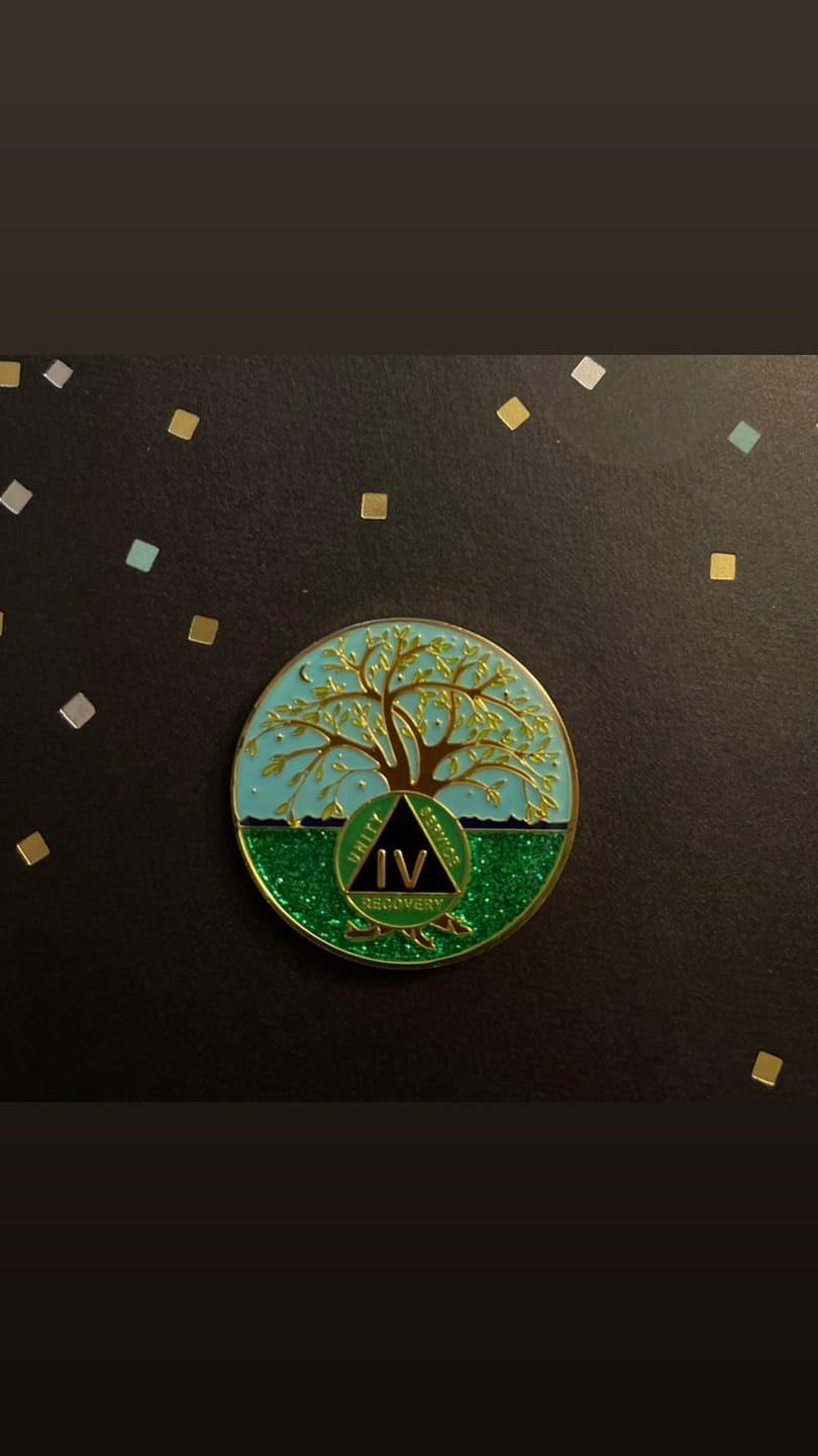Customer photo review of 4 Year Tree of Life Specialty AA Recovery Medallion - Tri-Plated Four Year Chip/Coin