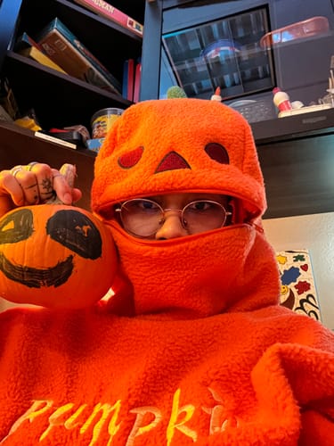 Customer photo review of Halloween Pumpkin Fleece Hoodie