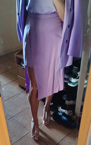 Customer photo review of Elegant High Waist Mid-Calf Skirt