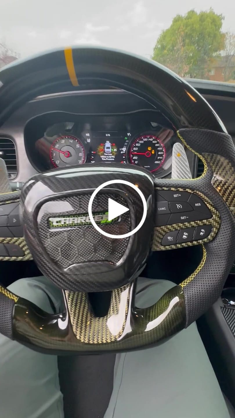 Customer video review of Real Carbon Fiber Steering Wheel Airbag Center Piece Overlay for Dodge Challenger/Charger 2015-2023