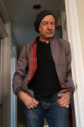 Customer photo review of Mens Harrington Bomber Jacket - Grey