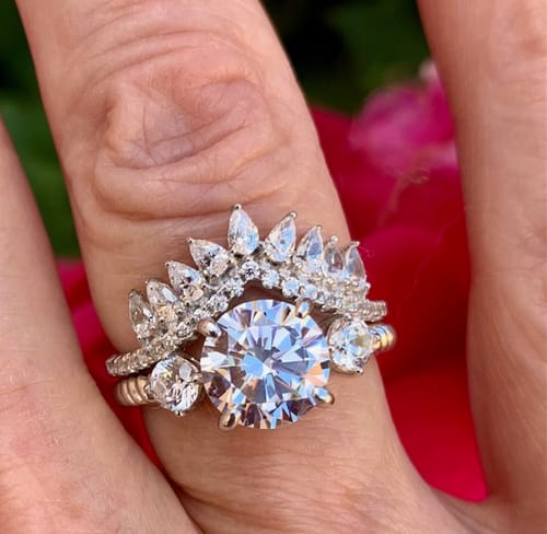 Customer photo review of 3-Stone Woven 2ct CZ Ring in Sterling Silver