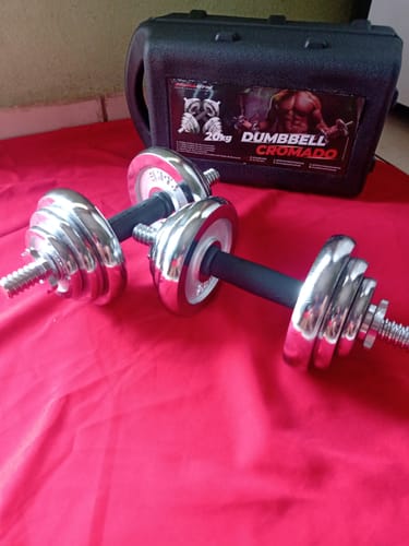 Customer photo review of Kit Maleta Chorme Dumbbell 20kg