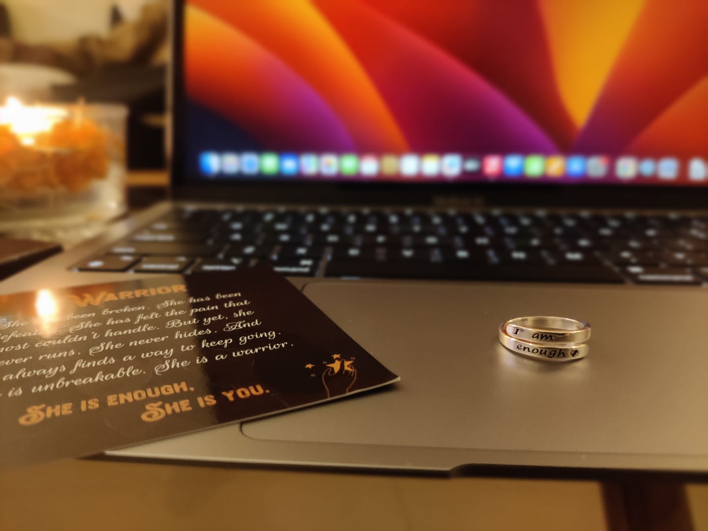 Customer photo review of I Am Enough Sterling Silver Ring