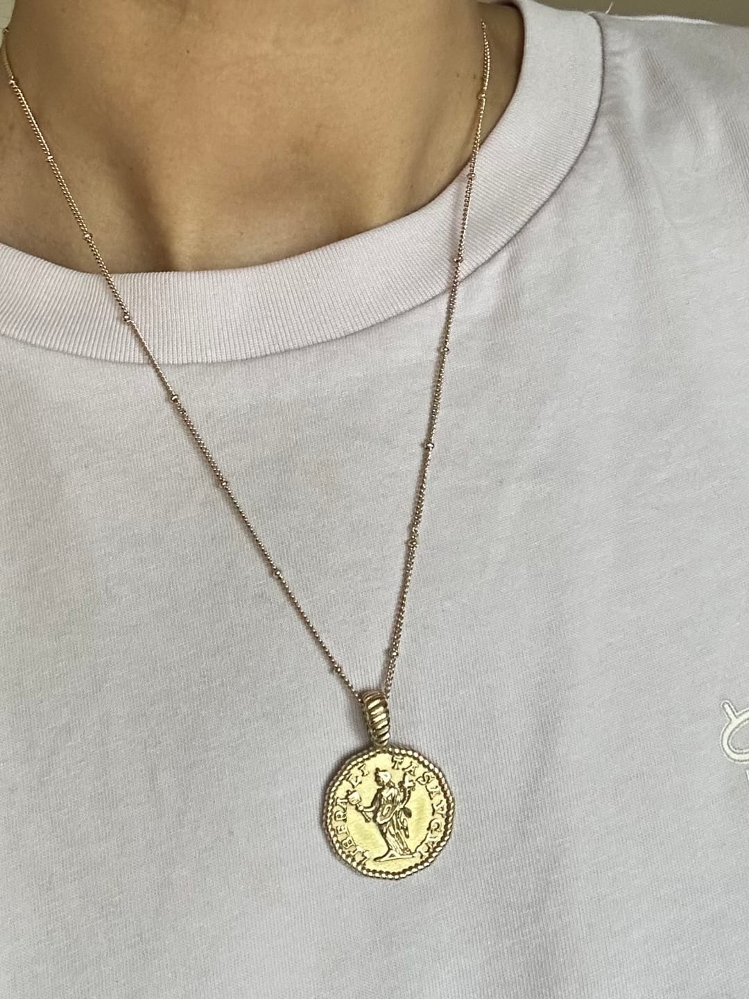 Customer photo review of Athena Coin Necklace