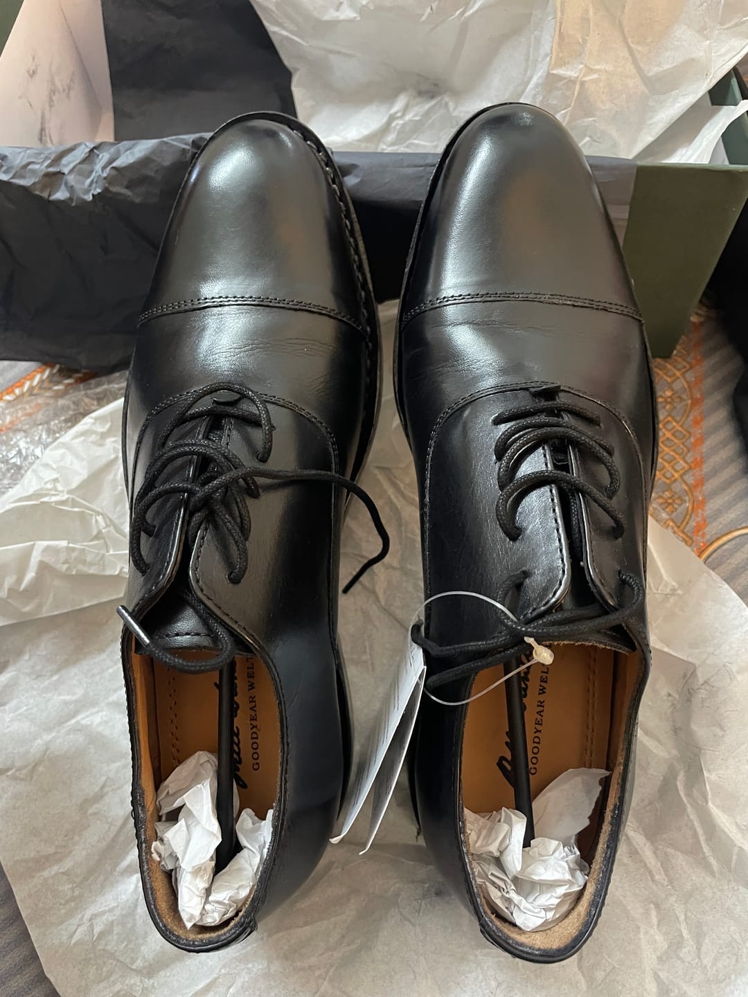 Customer photo review of Goodyear Welted - Cap Toe Oxfords - Black