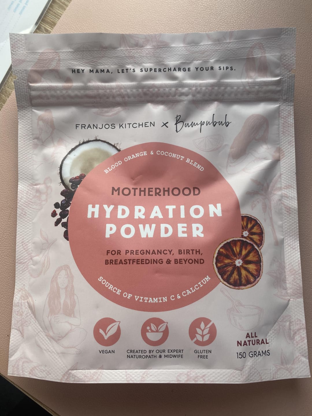 Customer photo review of Motherhood Hydration Powder - Blood Orange