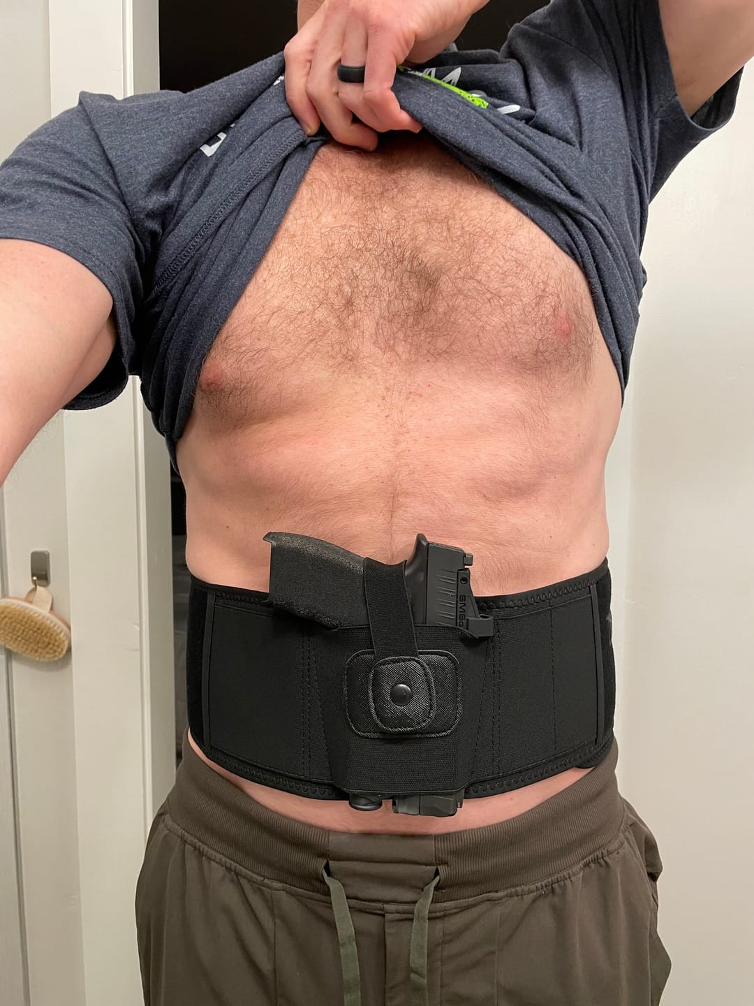 Customer photo review of BravoBelt Laser Fit Edition - Belly Band Holster for Concealed Carry | Compatible with Red Dot, Lasers & Tactical TLR Light Systems -Unisex (Black)