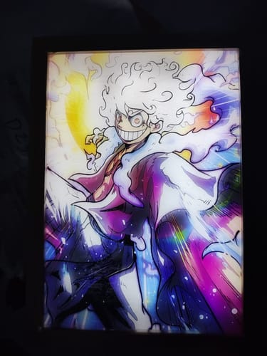 Customer photo review of Sun God Nika Luffy Anime LED Light Painting Lamp Night Light Artwork