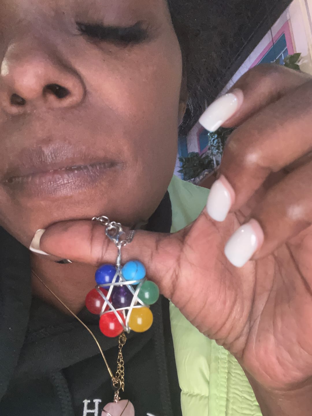Customer photo review of Natural Stone 7 Chakra Necklace
