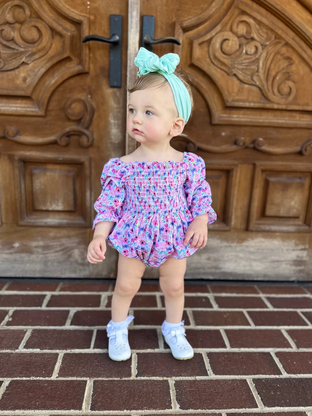 Customer photo review of Ruffled Headband- Aqua