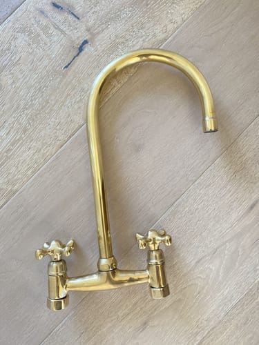 Customer photo review of Unlacquered brass kitchen faucet , brass faucet kitchen , sink faucet , kitchen sink , brass sink faucet , kitchen faucet