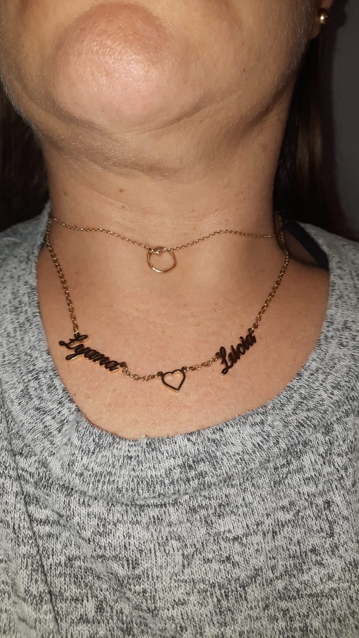 Customer photo review of Collier Coeur & Prénoms Sautoir Personnalisé