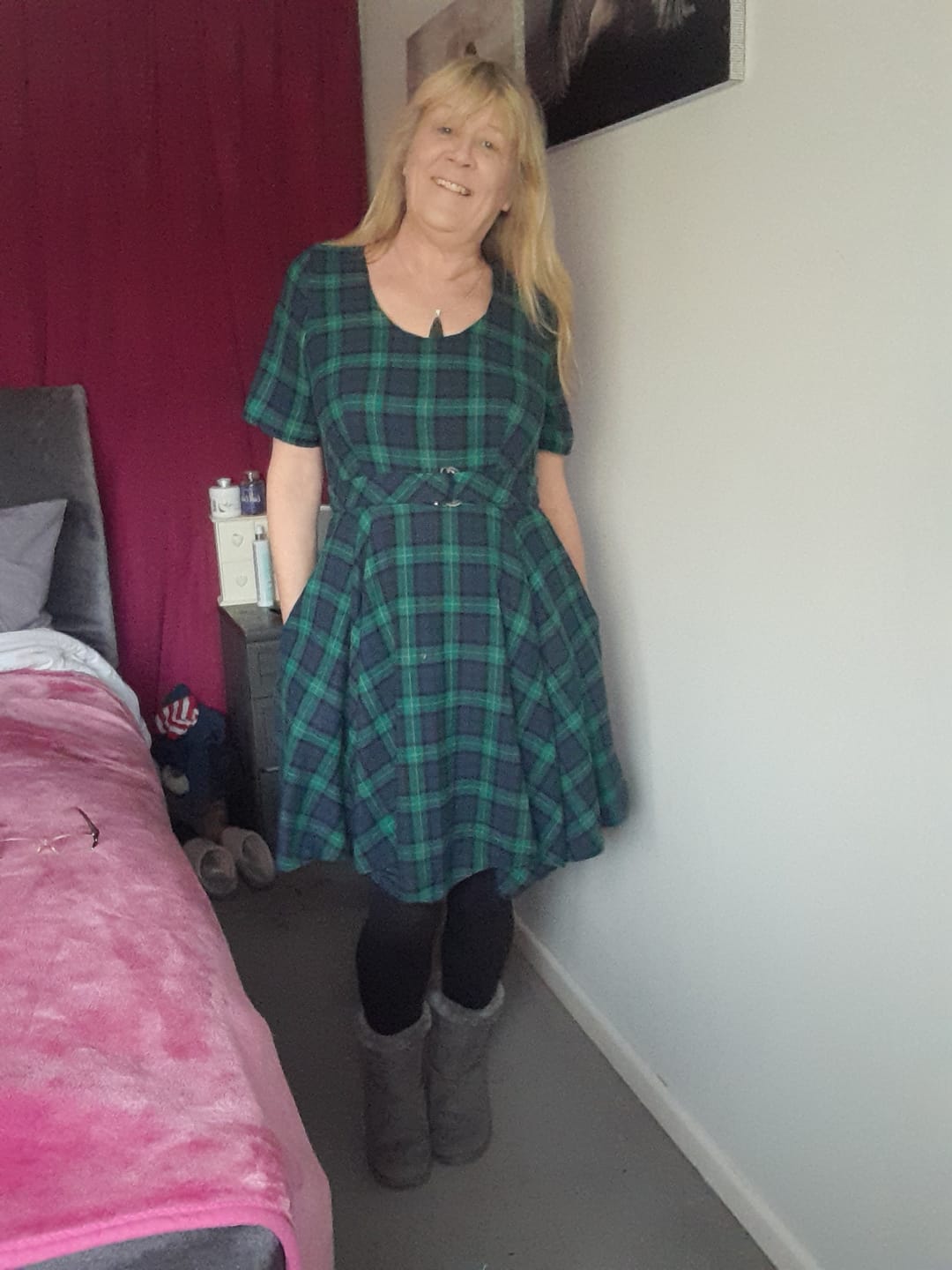 Customer photo review of Navy and Green Tartan Brushed Cotton Fabric