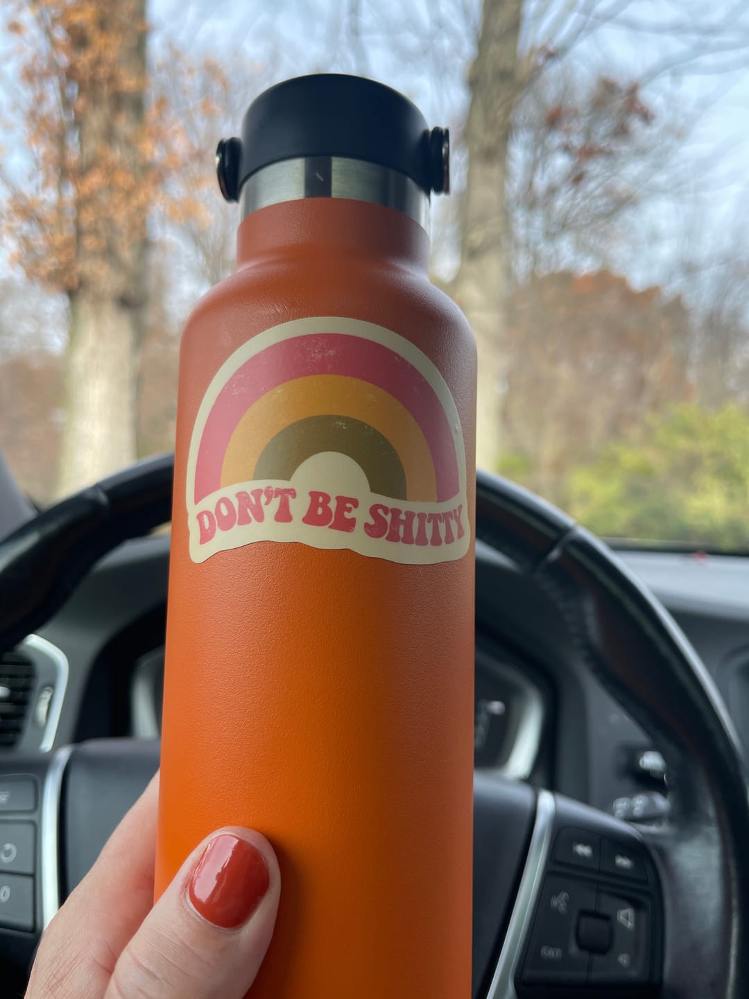 Customer photo review of Don't Be Shitty Rainbow Sticker