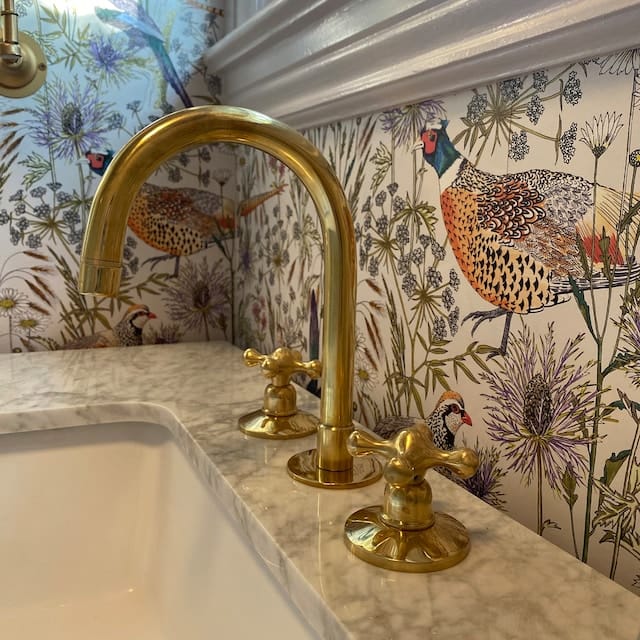 Customer photo review of Unlacquered solid brass bathroom faucet , bathroom sink faucet , bathroom vanity , brass faucet , bathroom sink , faucet , deck mount faucet