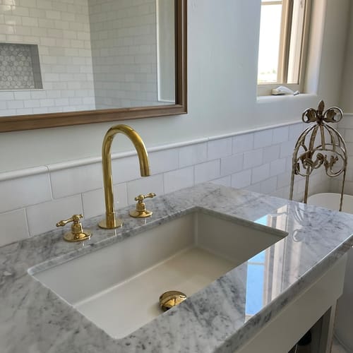Customer photo review of Unlacquered solid brass bathroom faucet , bathroom sink faucet , bathroom vanity , brass faucet , bathroom sink , faucet , deck mount faucet