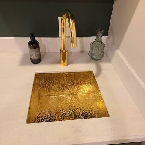 Customer photo review of Unlacquered solid brass kitchen faucet , kitchen sink , sink , brass sink faucet , brass kitchen faucet , single handle faucet , sink faucet