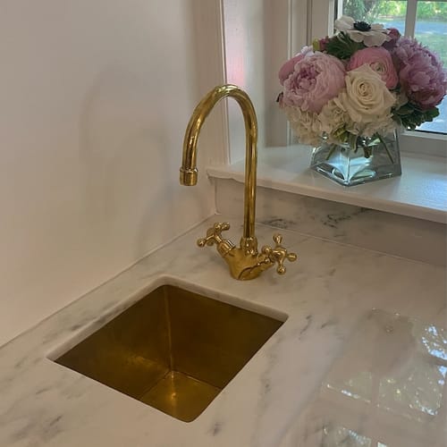 Customer photo review of Unlacquered solid brass kitchen faucet , kitchen sink , sink , brass sink faucet , brass kitchen faucet , faucet , sink faucet Active