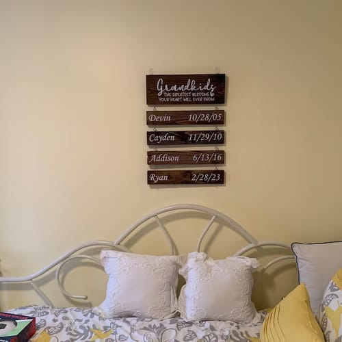 Customer photo review of Personalized Engraved Grandchildren Hanging Decorative Sign