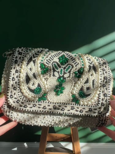 Customer photo review of Emerald Stone Embellished Shoulder Bag