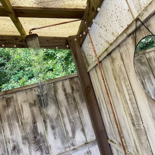 Customer photo review of Unlacquered Solid copper shower head , copper , shower head , shower , copper shower head , outdoor shower head , Rain shower head , showers