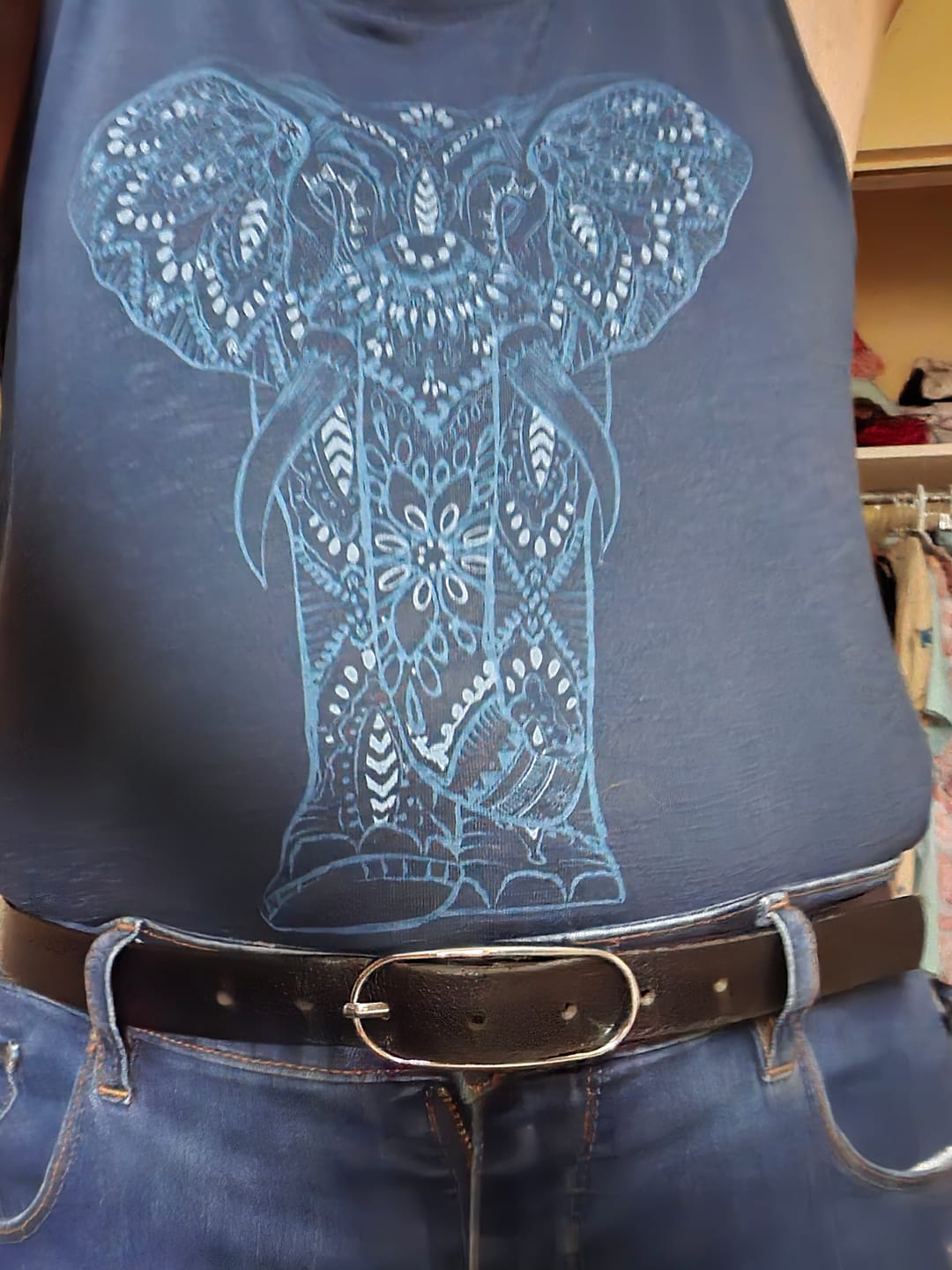Customer photo review of Aika - Black Leather Waist Belt with Oval Buckle - Made in Canada