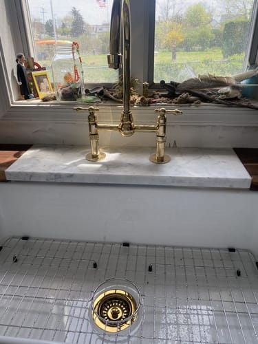 Customer photo review of Unlacquered Brass Kitchen faucet , Brass faucet kitchen , kitchen faucet , sink faucet , brass sink faucet , kitchen sink , brass faucet