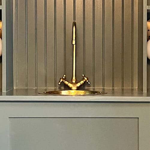 Customer photo review of Unlacquered solid brass kitchen faucet , kitchen sink , sink , brass sink faucet , brass kitchen faucet , faucet , sink faucet Active