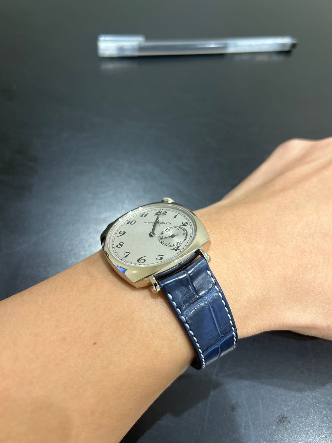 Customer photo review of Matte Azure Blue Alligator