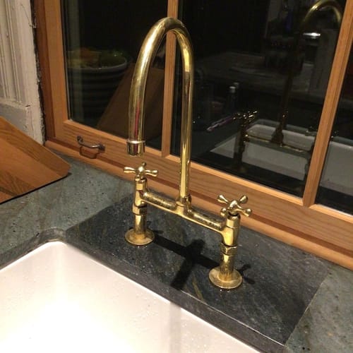 Customer photo review of Unlacquered solid brass kitchen faucet , kitchen sink , sink faucet , brass sink faucet , brass kitchen faucet , faucet , sink faucet